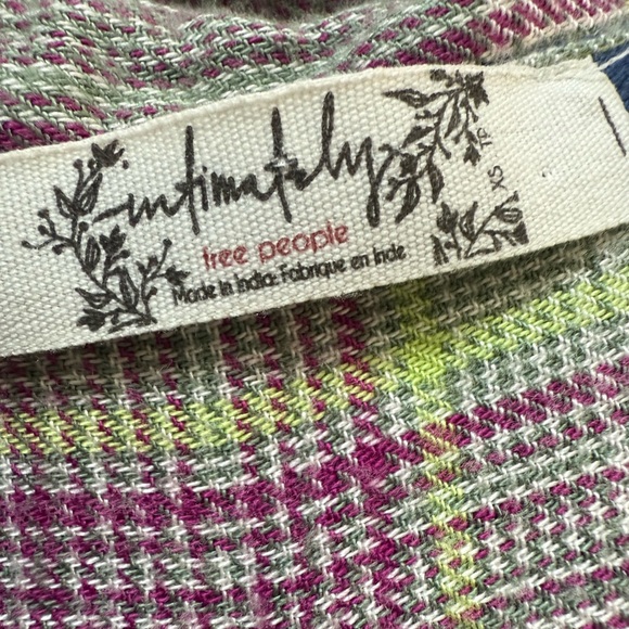 Free People Plaid Patchwork Ruffle Button-Up Flannel Shirt XS 💎EUC Retail $179 - Picture 5 of 8